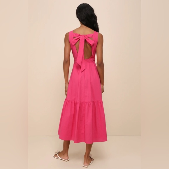 LuLus Hot Pink Linen Dress - Picture 7 of 7